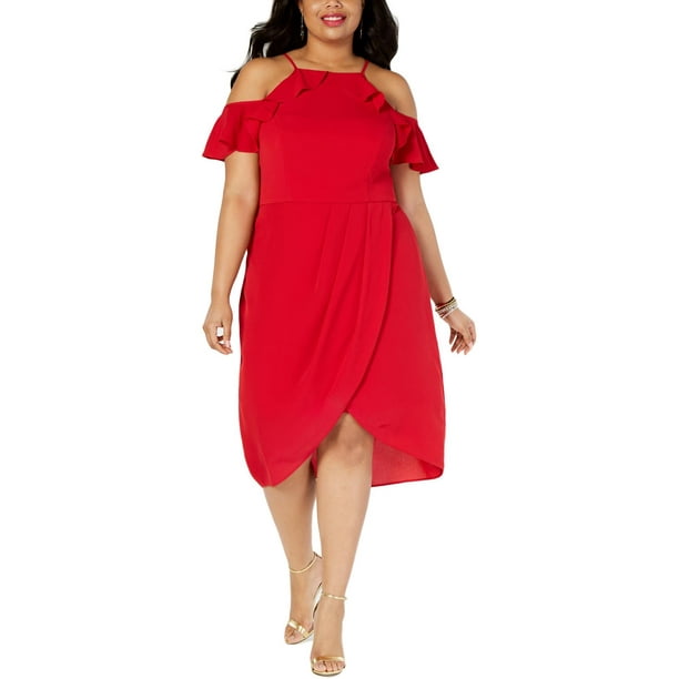 City Studio - City Studio Womens Plus Pleated Party Midi Dress Red 20W ...