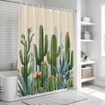 thumbnail image 6 of Green Cactus Bathroom Shower Curtains with 12 Hooks Polyester Waterproof Shower Curtain for Stalls and Bathtubs Watercolor Summer Botanical Beige Decorative Bathroom Privacy Curtain 72x72 Inches, 6 of 9