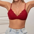 thumbnail image 5 of Jinhomg Women's Lace Bralettes Triangle Wireless Bras with Adjustable Straps V Neck Soft Unpadded Scalloped bras Wine 707580AB, 5 of 7