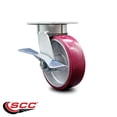 thumbnail image 2 of 6 Inch Kingpinless Poly on Aluminum Wheel Swivel Caster with Brake SCC, 2 of 2