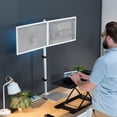 thumbnail image 3 of VIVO Dual Monitor Stand Up Desk Mount Extra Tall 39 inch Pole, Fully Adjustable Stand for up to 27 inch Screens, White, STAND-V012W White 13" - 27" screens, 3 of 10