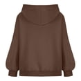 thumbnail image 4 of Sweatshirts for Women Trendy Graphic Fall Loose Hooded Long-sleeved Dolman Off the Shoulder Hoody Plain Pullover Cotton Sweatshirt Pullover(Coffee,M), 4 of 6