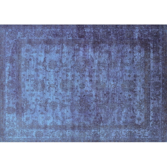 Ahgly Company Indoor Rectangle Oriental Light Blue Industrial Area Rugs, 7' x 9'