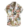 thumbnail image 2 of CALAFEBILA Mens Hawaii Shirts Casual Button Down Tropical Print Short Sleeve Holiday Beach Shirts Loose Fit Summer Mens Tops Clearance Under $5, 2 of 9