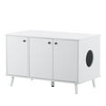 thumbnail image 5 of Pefilos 39" Hidden Cat Litter Box Enclosure Furniture, Modern Wood Cat House, Cat Washroom with Plug, White, 5 of 17