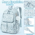 thumbnail image 5 of 3PCS Cute Corduroy Backpack Set with Lunch Box & Pencil Pouch for Travel Daypacks, Blue Floral, 5 of 7