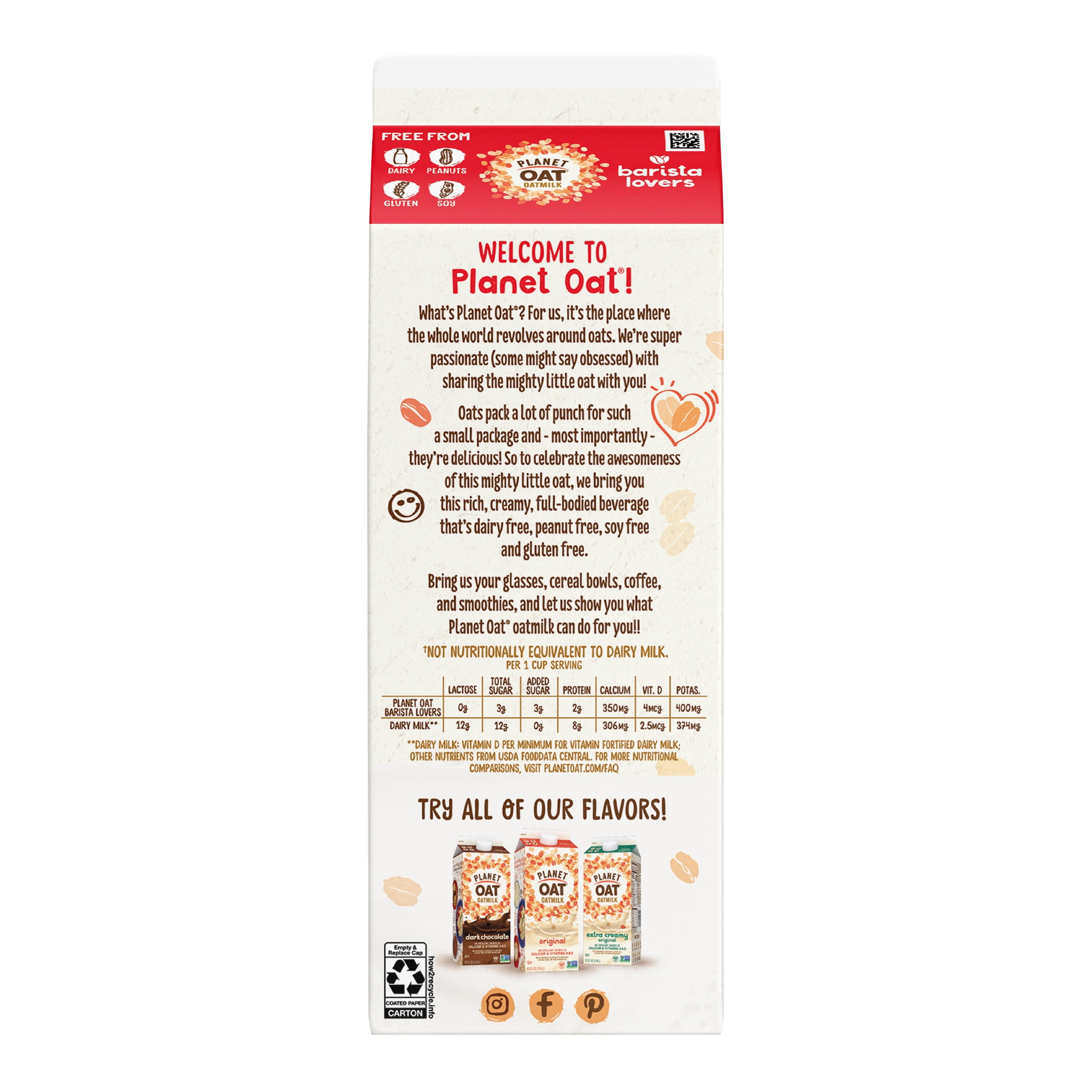 Planet Oat Oat Milk, Velvety & Smooth, Barista Lovers, 52 fl oz