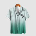 thumbnail image 5 of VBARHMQRT Chemise Citrouille Homme Manches Courtes Dégradé de Couleur Imprimé Motif Cocotier Chemise de Plage Verte, 5 of 5