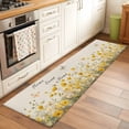 thumbnail image 2 of Runner Rug 2'x6', Spring Yellow Floral Washable Non-Slip Hallway Runner Rugs, Farmhouse Country Flower Butterfly on Linen Bedside Rugs Floor Mats Carpet Runners for Kitchen Bathroom Laundry Room, 2 of 8