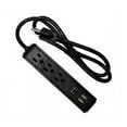 thumbnail image 1 of Elink EK-4058 Power Cord with 3 grounded outlets and 2 USB ports Black, 1 of 3
