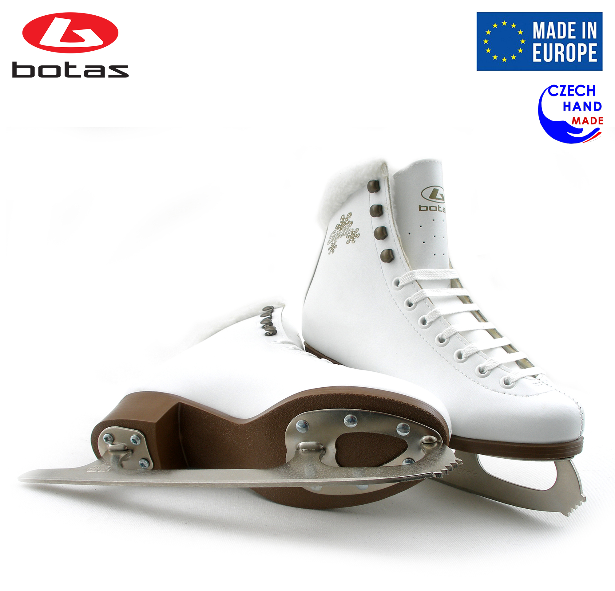 BOTAS - model: STELLA / Made in Europe (Czech Republic) / Innovated Elegant Figure Ice Skates for Girls, Kids / with Plush Collar / NICOLE blades / Color: White, Size: Kids 11 - image 2 of 6