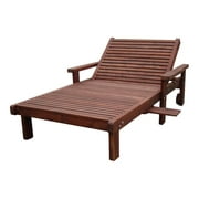 Best Redwood 36" Solid Wood Outdoor Wide Chaise Lounge in Mission Brown