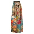 thumbnail image 3 of WTOBBY Women's High Waisted Wide Leg Pants Summer Casual Flowy with Pockets and Floral Print,Beach Trousers Designed for Hot Weather Comfort, Breezy Days and Sun Protection in Style,Orange 2XL, 3 of 4