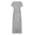 thumbnail image 4 of Drses Summer Dresses for Women 2024 Women's Printed Short Sleeved V-neck Waistband Women's Long Dress Short Sleeved V-neck And Ankle Dress Women's Casual Dresses, 4 of 5