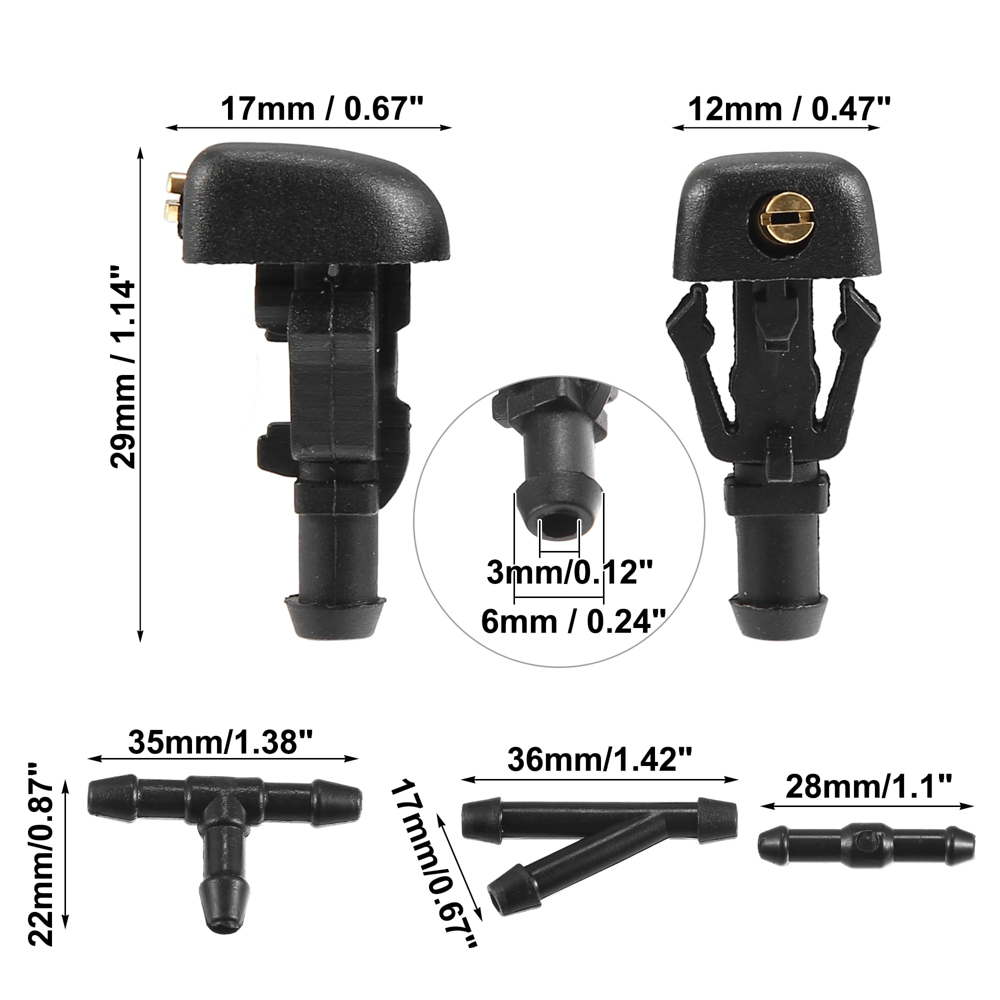 Unique Bargains Windshield Washer Nozzle Kit for Ford Models with Hose Connectors