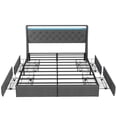 thumbnail image 6 of AENKYO Upholstery Queen Size Bed Frame with 4 Underbed Drawers, LED Storage Headboard, Charging Station, Gray, 6 of 8