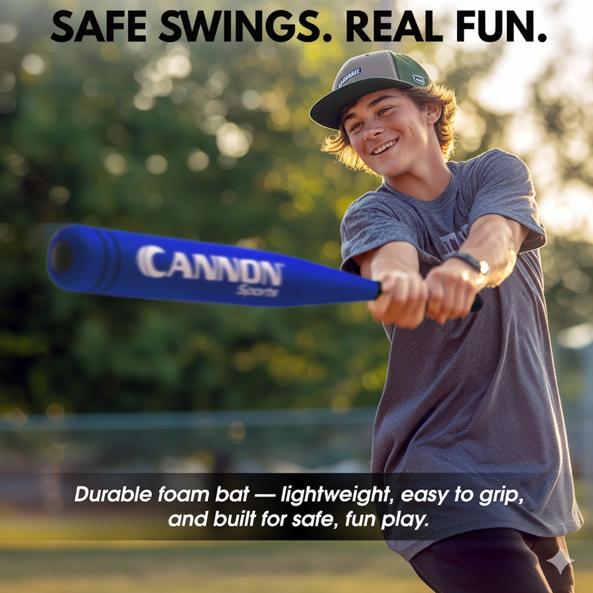 Cannon Sports Foam Baseball Softball Bat - 29-Inch Padded Training Bat with Strong Poly-Core – Soft Foam Practice Bat (Blue, 1 Bat)