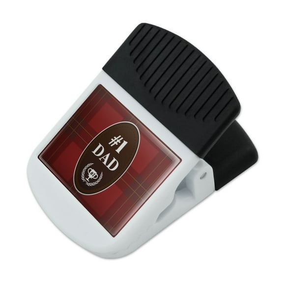 Dad Number One Best Father Plaid Refrigerator Fridge Magnet Magnetic Hanging Hook Note Snack Clip