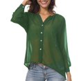 thumbnail image 2 of Manga Larga Gasa Ocasionales Blusas Mujer Suave Cómoda Elegante Sensación SG Salvador Camisa de chifón con cuello en v, 2 of 10