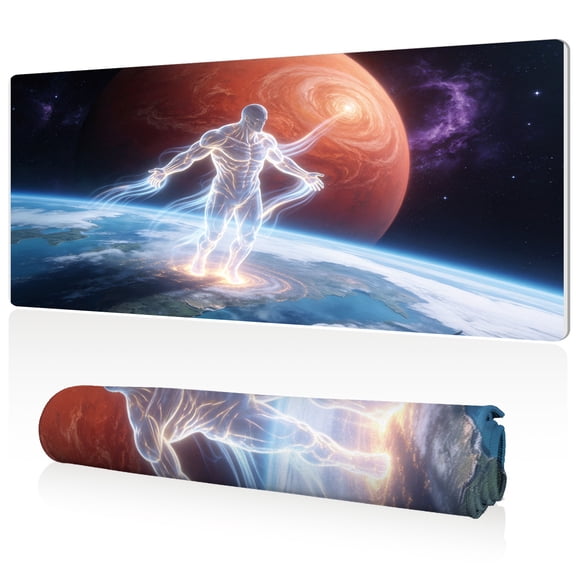 LIVEKEY Cosmic Walker Mouse Pad 80x40x0.3cm Full Desk Coverage Extra Large Non Slip Surface Durable Easy to Clean Stitched Edges for Gaming and Office Use