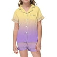 thumbnail image 3 of Kids Boys Silk Pajamas Set Gradient Short Sleeve Button-Down Shirts Shorts Summer Outfits for Girls Outfits Size 10-11 Years, 3 of 7