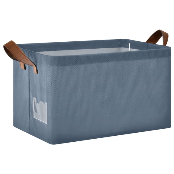 Rectangle Storage Basket with Handles Navy Blue Collapsible Storage Bin Large Storage Bins Decorative for Clothes Toys Bedroom