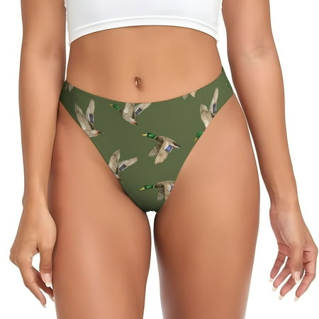 Rateoe Birds Wild Ducks Pattern Seamless Women Underwear Thongs No Show Ladies Thong No Line Breathable Comfortable Panties Undies for Women-Medium