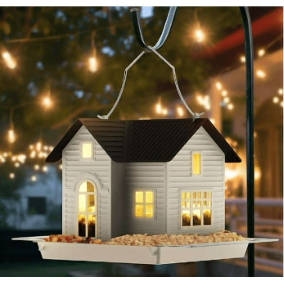 MrCrafts Solar Bird Feeder, Hanging Metal Bird House Feeder with Solar Light for Wild Birds, Unique Gifts, Garden Décor