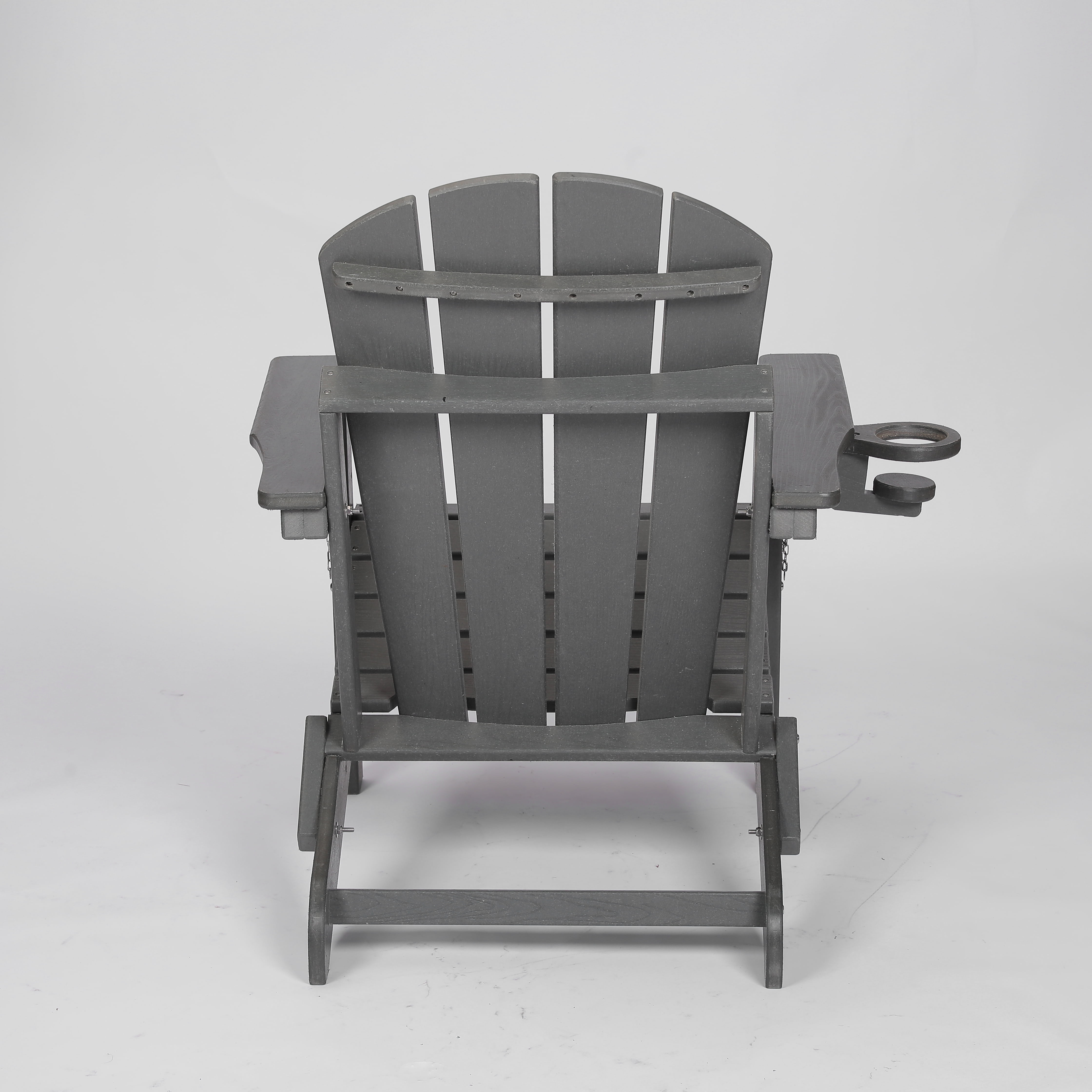 Adirondack Chair, Outdoor Chair, Folding Chair&nbsp;with Dual Cup Holder, HDPE Composite Folding Design and Wood Texture for Patio, Garden, Deck, Gray