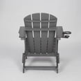 thumbnail image 4 of Adirondack Chair, Outdoor Chair, Folding Chair&nbsp;with Dual Cup Holder, HDPE Composite Folding Design and Wood Texture for Patio, Garden, Deck, Gray, 4 of 6