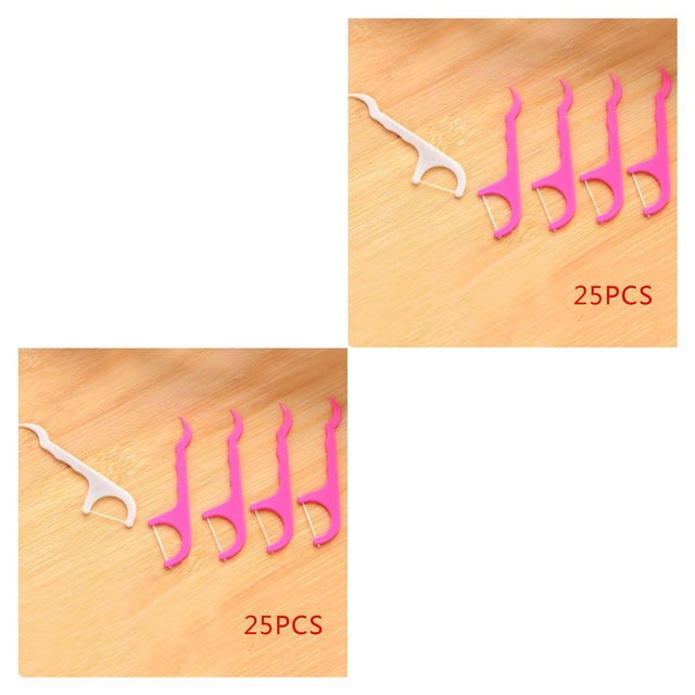 Qarigey Palillo de de hilo de línea plana superfina, cepillo interdental, varilla de alambre, varilla de cuidado rosa blanco PC 1 2piezas
