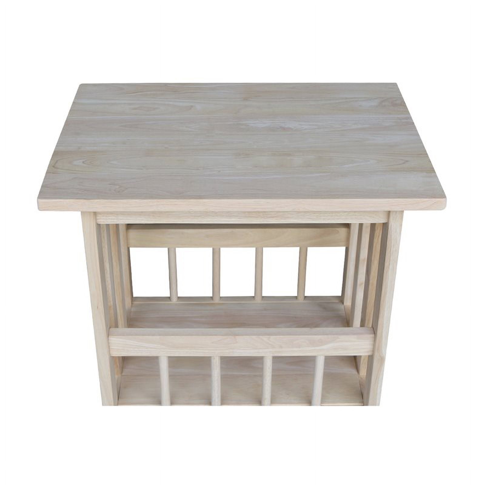 International Concepts Solid Wood Unfinished Mission Magazine End Table