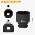 thumbnail image 2 of Uxcell 6 Point Impact Socket 35mm Metric Socket 1/2" Square Drive 2" (50mm) Long Phosphated Cr-Mo Steel Spindle Axle Hex Nut Sockets, Black, 2 of 7