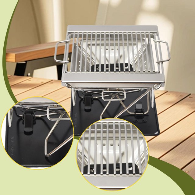 Parrilla plegable compacta y fácil de limpiar, ideal para barbacoas, camping, senderismo y otras actividades al aire libre. Perfecta para actividades