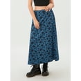 thumbnail image 6 of Yunliwuli Women's Floral Print Midi Skirt, Elastic High Waist Casual A-Line Skirt for Party Club, 6 of 10