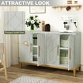 thumbnail image 5 of HLR 48" Modern Wood Credenzas & Sideboards with Gold Trim, Storage Cabinet with 4 Doors, Green, 5 of 8