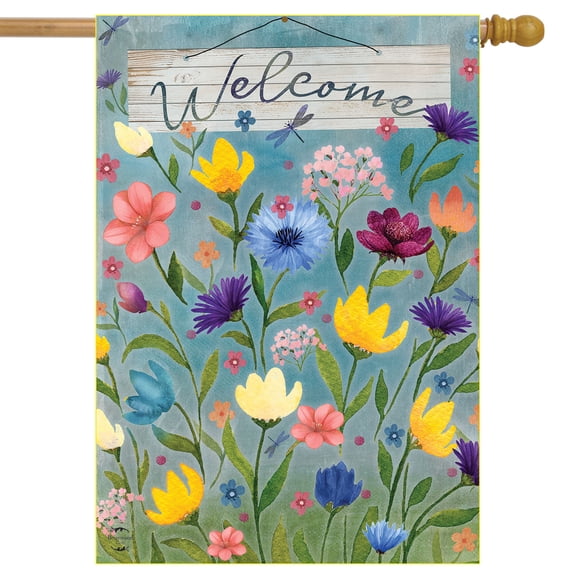 Briarwood Lane Spring House Flag 40x28 For Outdoor Wildflower Field For Spring House Flag