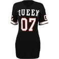 thumbnail image 2 of Vestido camisero para mujer, Vestido corto con estampado de Reina de Hip Hop, Camiseta larga holgada con cuello en V, minivestido Sexy, 2 of 4