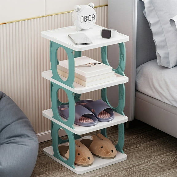 Plastic Rack Shoe Organizer, Closet Storage Box for Entryway Living Room, Stackable Sneakers Cabinet Bins, 3-Minute Installation, Durable Odor-free, Multifunctional for Shoes Books Toys