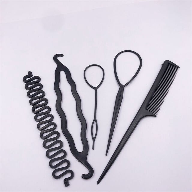 Kit de 5 herramientas de peinado para trenzar el cabello, accesorios para peinar el cabello, kit para hacer moños, kit de peinado trenzado DIY para mujeres y niñas, cabello francés, todo tipo de cabello GHEART JM