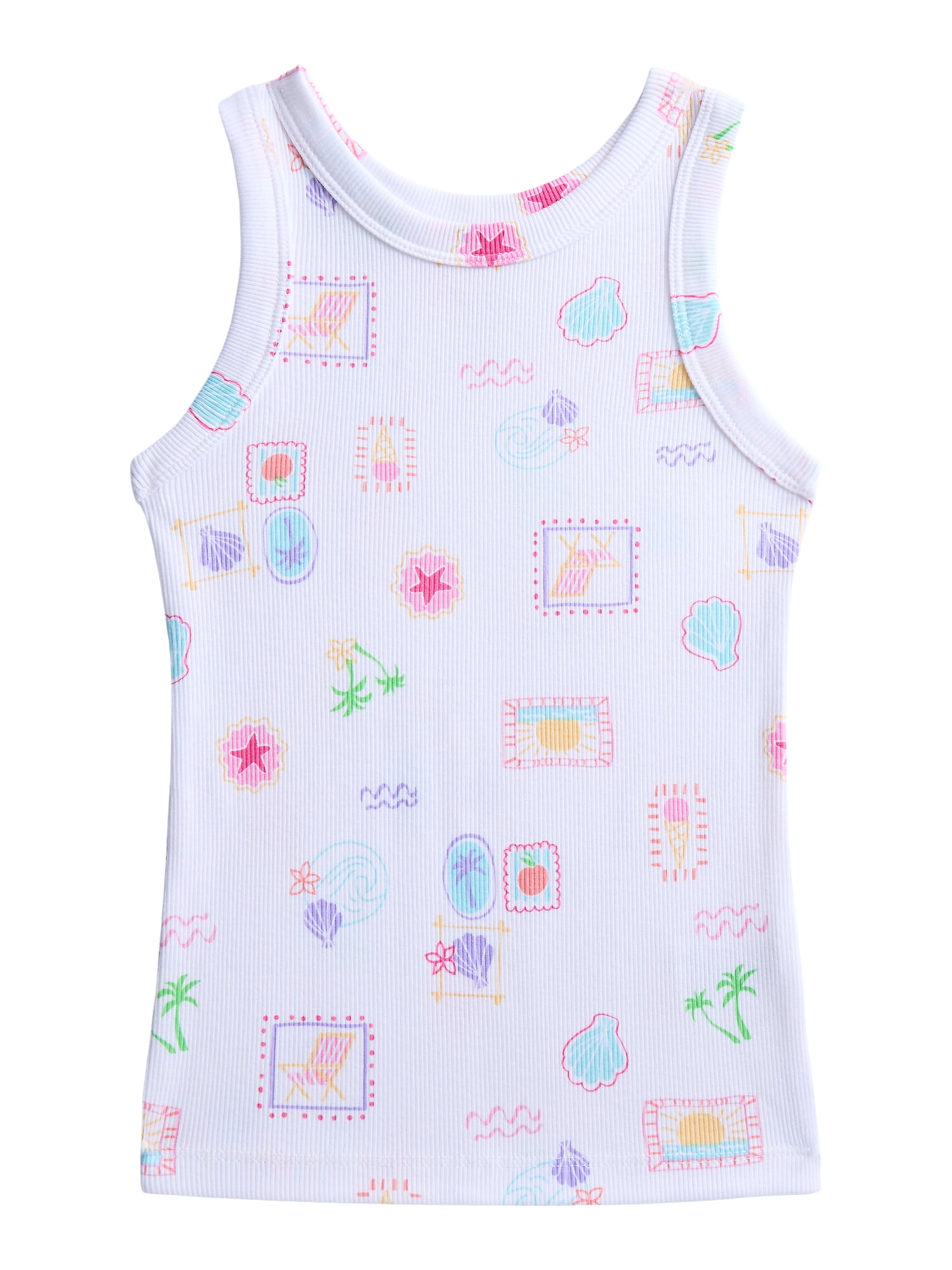 Wonder Nation Girls Ribbed Tank Tops, 6-Pack, Sizes 4-18 & Plus