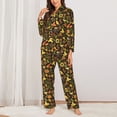 thumbnail image 2 of Salouo Autumn Plants Maple Tree Vintage Pattern Women's Pajamas Set Long Sleeve Button Down Sleepwear Soft Pj Lounge Sets for women 2 Piece Pjs Set with Long Pants-Small, 2 of 7