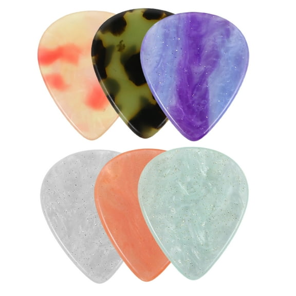 Raindrops 6Pcs Resin Guitar Picks for Electric Acoustic and Bass Guitars Assorted Colors