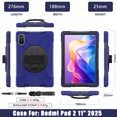 thumbnail image 3 of For Xiaomi Redmi Pad 2 Case 11 inch 2025, 360 Hand Strap, Shoulder Strap, Kickstand, Rugged Drop Protection, Navy Blue, 3 of 7