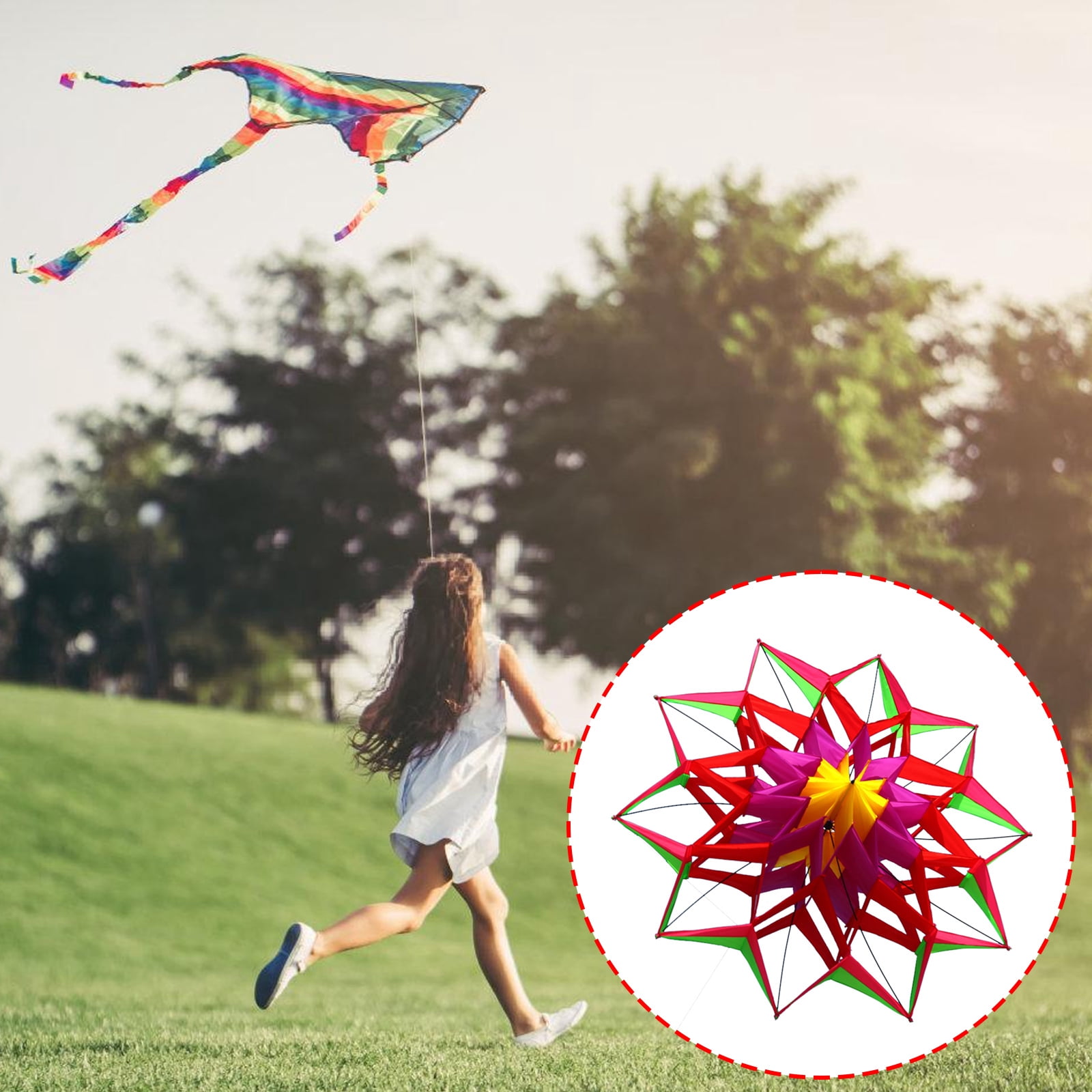 High Flying 3D Lotuses Kites Checkered Polyester Light in Weight Design For Boys Family Outdoor Fun