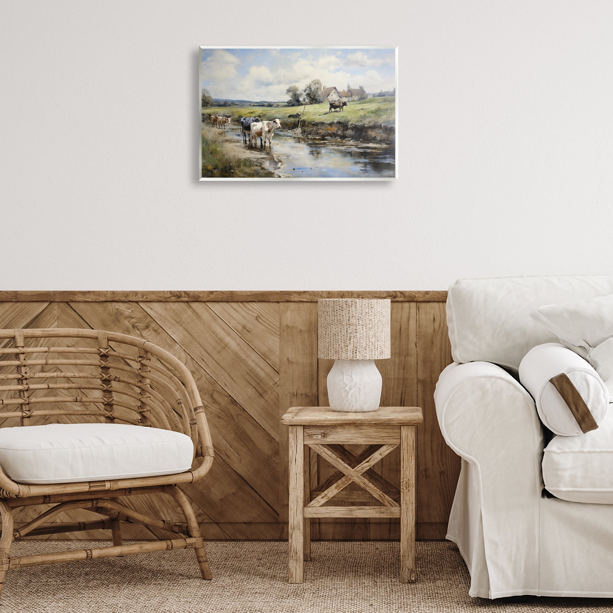 Stupell Industries Free Roaming Cattle Landscape & Nature Painting Unframed Art Print Wall Art, 19 x 13