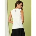 thumbnail image 3 of DARING DIVA Blouse Sleeveless Jacquard Floral Tank Top XS White, 3 of 6