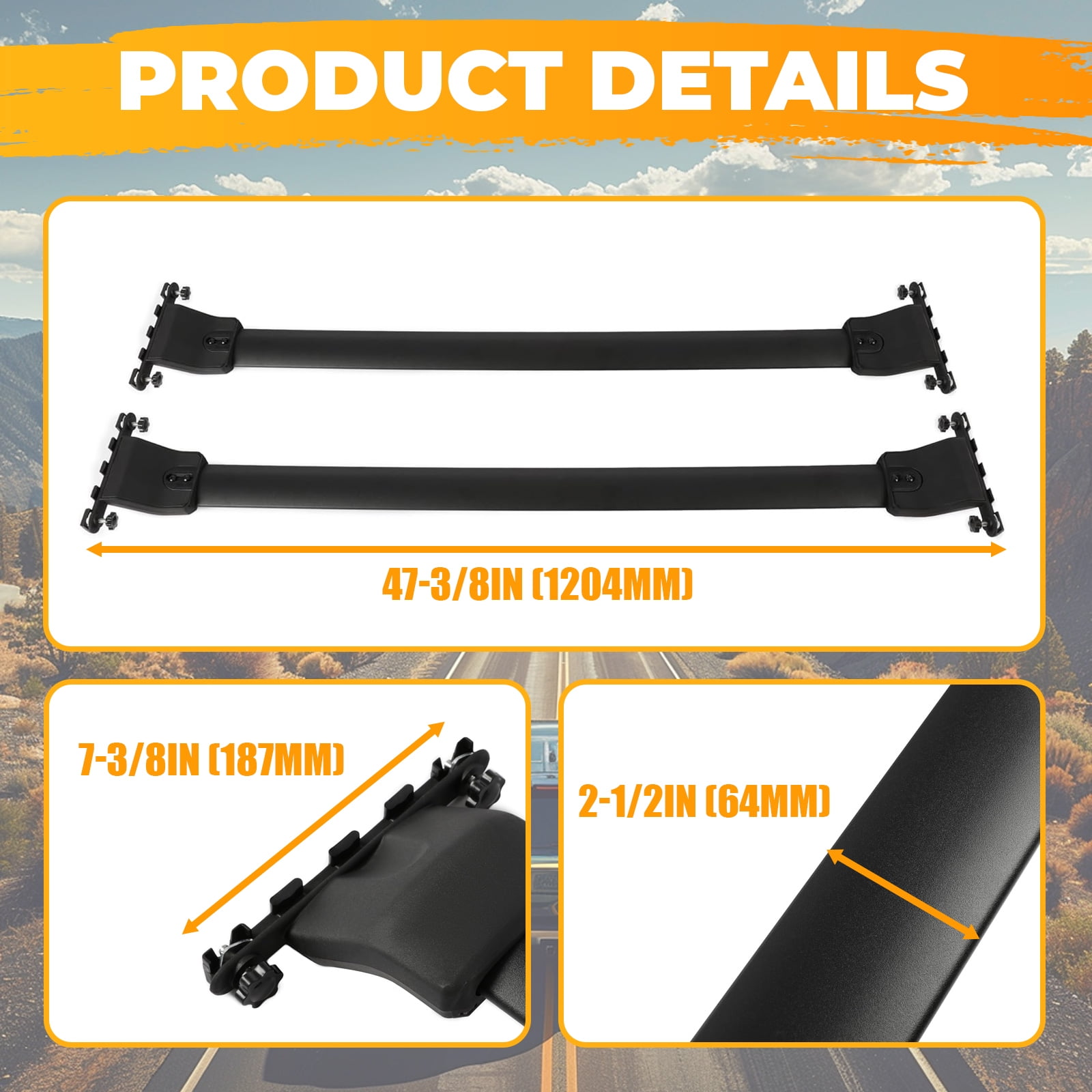 Kojem Roof Rack Cross Bars Luggage Cargo Carrier for 2009-2015 Honda Pilot Snowboard Skiboard Canoe Kayak Bike Rack 165LBS