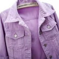 thumbnail image 7 of YDFCWXW Women's 3/4 Sleeve Colored Cropped Denim Jacket Light Wash Short Jean Jacket Trucker Coat Light Purple, 4XL, 7 of 7