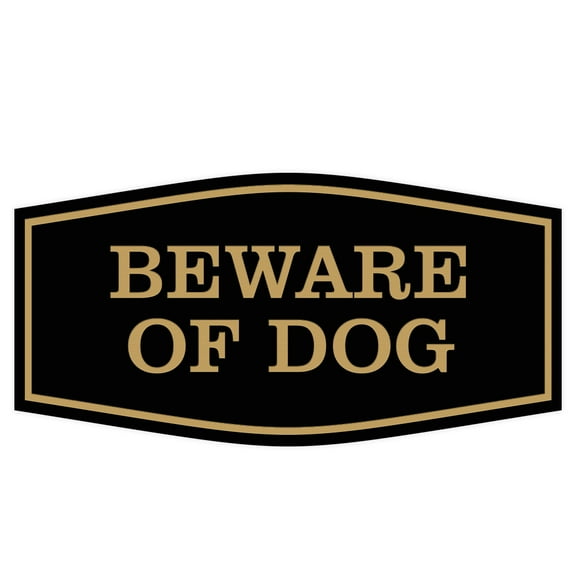 All Quality Fancy Beware of Dog Sign (Black/Gold) - Large